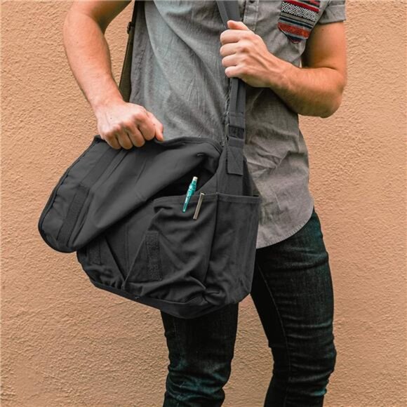 vintage canvas messenger bag large shoulder bag travel crossbody heavy duty tote - Picture 7 of 8